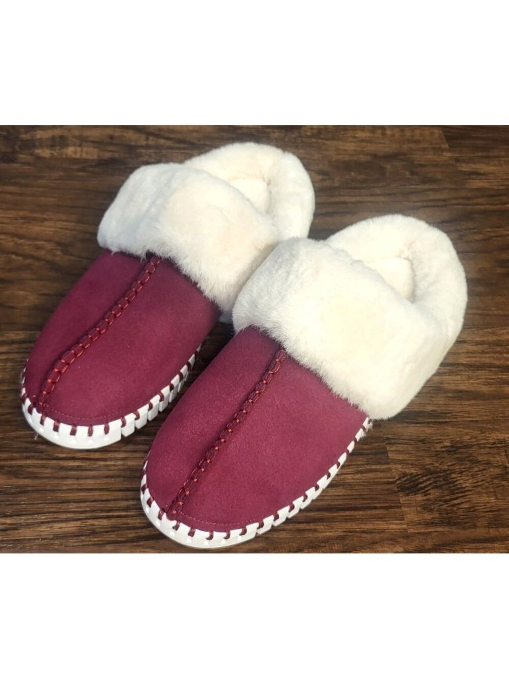 Womens Ilse Jacobson Plum Tulip Faux Fur Line Slippers SZ 37/6.5